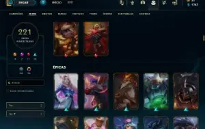 Platina 1 com TODOS os champs e 221 Skins + 600k de Lee