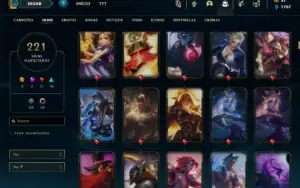 Platina 1 com TODOS os champs e 221 Skins + 600k de Lee