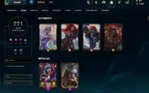 Platina 1 com TODOS os champs e 221 Skins + 600k de Lee