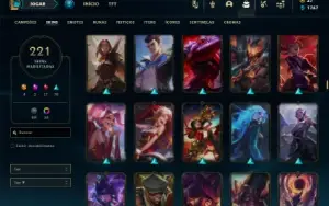 Platina 1 com TODOS os champs e 221 Skins + 600k de Lee