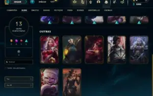 Unranked com 40 Champs e 13 Skins + 1 Fragmento