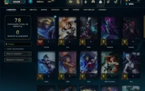 Unranked com 40 Champs e 13 Skins + 1 Fragmento