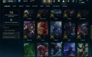 Unranked com 40 Champs e 13 Skins + 1 Fragmento
