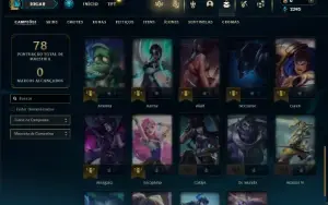 Unranked com 40 Champs e 13 Skins + 1 Fragmento
