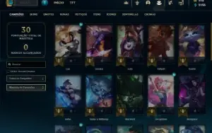 Unranked com 31 Champs e 6 Skins