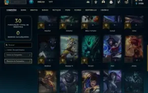 Unranked com 31 Champs e 6 Skins