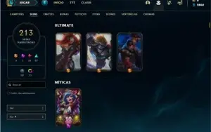 Conta prata 1 com TODOS os champs e 213 Skins + 7 Vitoriosas