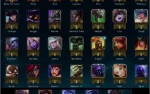 Conta diamante V, 33 campeões e 12 skins