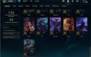 Conta Platina 4 com 40 Champs e 20 Skins