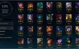 League of Legends com 128 skins e 171 champions nivel 37