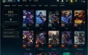 Conta unranked com 81 skins e 87 champs com 271 RPS