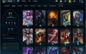 Conta unranked com 81 skins e 87 champs com 271 RPS