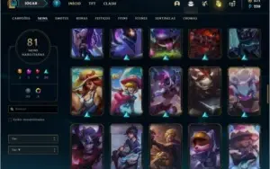 Conta unranked com 81 skins e 87 champs com 271 RPS