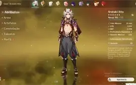 Conta Genshin Impact AR56 10 Personagens 5* + 3 Armas 5*