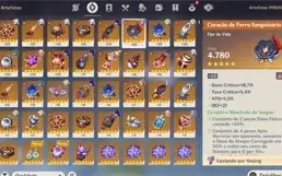 Conta Genshin Impact AR56 10 Personagens 5* + 3 Armas 5*