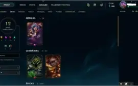 CONTA SMURF LOL PLATINA 4 75% DE WIN RATE| SKIN MÍTICA