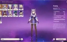 Conta Genshin Impact Jean 5* Keqing 5* Razor Fischl