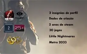30 jogos, Perfil Especial Steam, Inativa Há Mais de 1 Ano