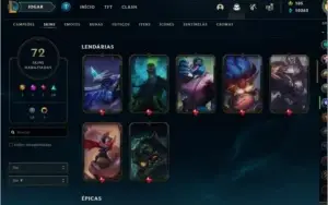 vendo conta 72skin 1 ultimate 1 mítica 7 épicas 14 lendárias