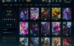 Platina 3 com TODOS os Champs e 136 Skins ( JG / TOP / MID )