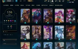 Platina 3 com TODOS os Champs e 136 Skins ( JG / TOP / MID )