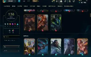 Platina 3 com TODOS os Champs e 136 Skins ( JG / TOP / MID )