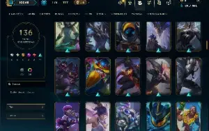 Platina 3 com TODOS os Champs e 136 Skins ( JG / TOP / MID )