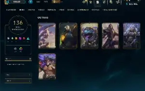 Platina 3 com TODOS os Champs e 136 Skins ( JG / TOP / MID )