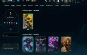 Unranked com 20 Champs e 5 Skins
