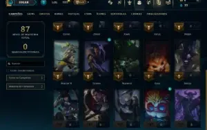 Unranked com 20 Champs e 5 Skins