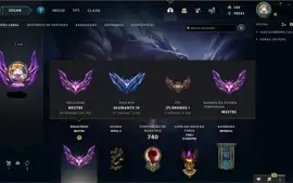 Conta LoL lv 495, Elo: Mestre, FULL campeões e 577 skins