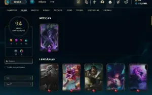Bronze 4 com 135 Champs e 91 Skins + 4500 RP