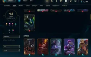 Bronze 4 com 135 Champs e 91 Skins + 4500 RP