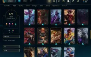 Unranked com 100 Champs e 62 Skins ( MAIN SUP ) + 1000 RP