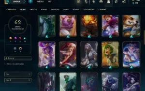 Unranked com 100 Champs e 62 Skins ( MAIN SUP ) + 1000 RP