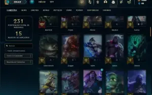 Unranked com 100 Champs e 62 Skins ( MAIN SUP ) + 1000 RP
