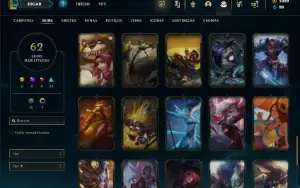 Unranked com 100 Champs e 62 Skins ( MAIN SUP ) + 1000 RP