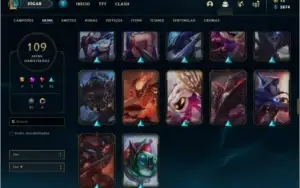 Conta bronze 1 com 109 skins e 135 champs