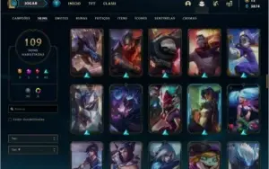 Conta bronze 1 com 109 skins e 135 champs