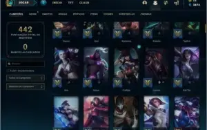 Conta bronze 1 com 109 skins e 135 champs
