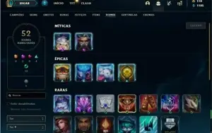 Conta prata 4 com 44 Champs e 7 Skins + 2 Fragmentos de skin
