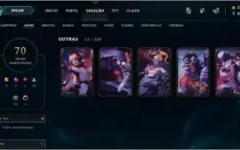 conta LoL 122 camps, 70 skins, ouro 3 season passada