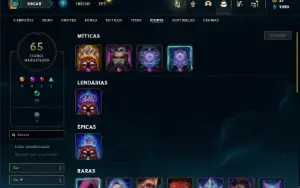 Unranked com 40 Champs e 14 Skins + 12 Fragmentos