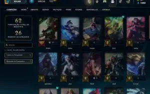 Unranked com 40 Champs e 14 Skins + 12 Fragmentos