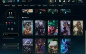 Unranked com 40 Champs e 14 Skins + 12 Fragmentos