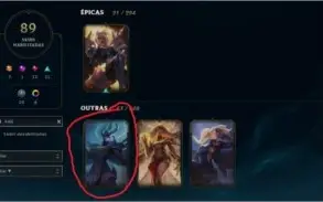 BARATA COLECIONADOR SKIN KAYLE JUIZA, 7 SKIN VITORIOSAS, ETC