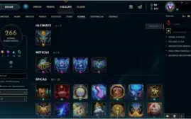 Conta lol Plat 1 solo q D4 Flex e 105 skins