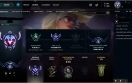 Conta lol Plat 1 solo q D4 Flex e 105 skins