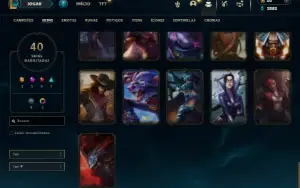 Unranked com 100 Champs e 40 Skins