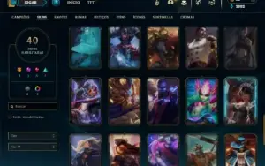 Unranked com 100 Champs e 40 Skins